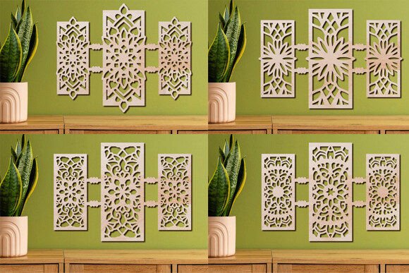Download Laser Cut Wall Art Mandala Panels Set - Wall art mandala Collection