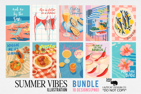 Download Summer Vibes Illustration PNG Bundle - Illustration Collection