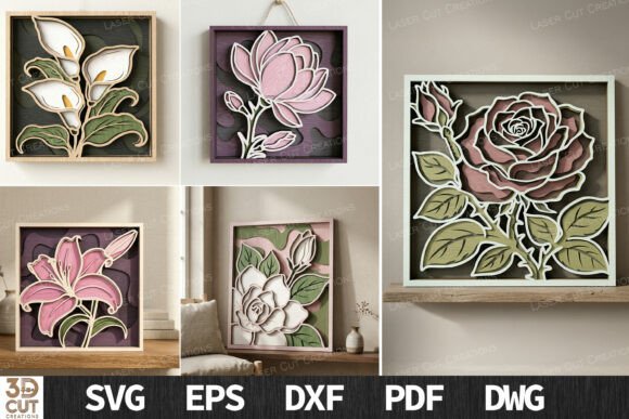 Download Layered Floral Wall Art SVG Bundle - Svg bundle Collection