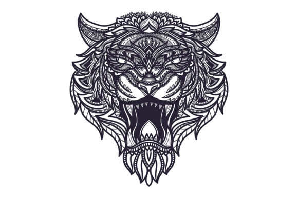 Download Doodle Zentangle Tiger Head Illustration - Illustration Collection