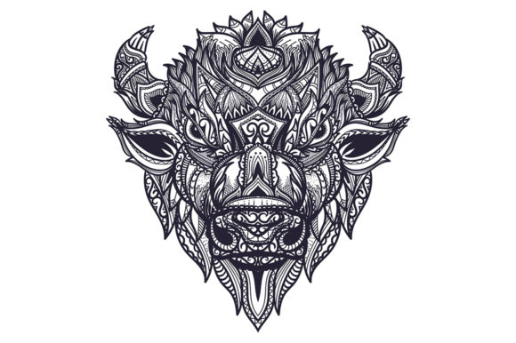 Download Doodle Zentangle Bison Head Illustration - Illustration Collection
