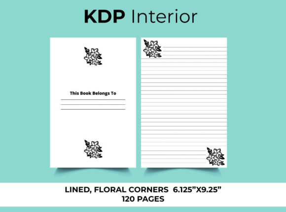 Download Lined Floral Interior Notebook for KDP - Kdp Collection
