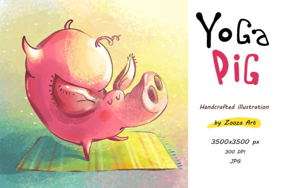 Download Yoga Pig Handcrafted Illustration - Illustration Collection