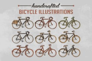 Download Handcrafted Vector 9 Different Bicycle Vintage Illustrations - Illustration Collection