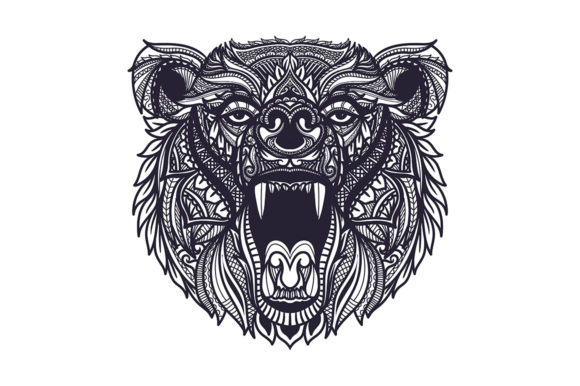 Download Doodle Zentangle Bear Head Illustration - Illustration Collection
