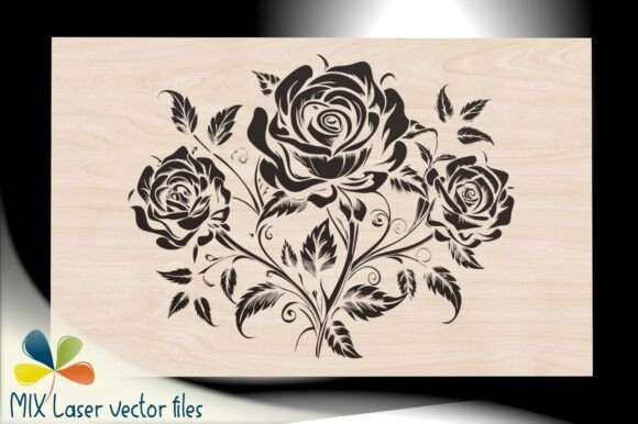 Download Engraving Template: Baroque Roses - Engraving template Collection