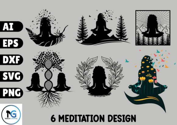 Download 6 Girl Meditation Design SVG Bundle - Svg bundle Collection